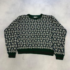 Vintage Knitted Jumper Abstract Patterned Grandad Knit Sweater, Brand Is Sears