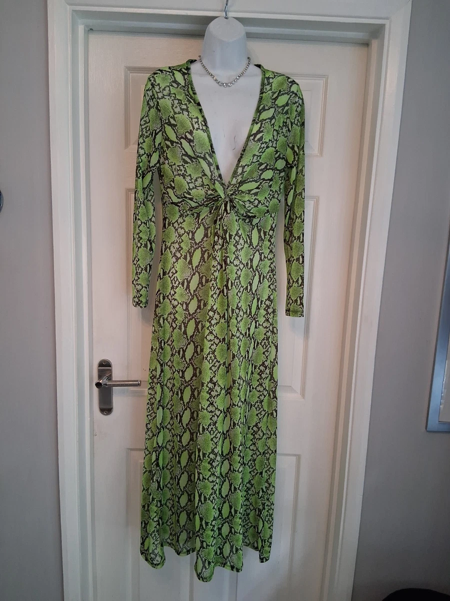 primark neon dress Neon green balloon sleeve buttoned lightweight