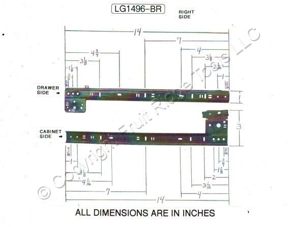 14" Side Mount 80-lb Load Capacity 3/4 Extension Kitchen Cabinet Drawer Slides