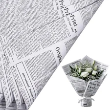 20 Sheets Flower Wrapping Paper - 19.6 x 27.5 inch Retro Lettering Floral Bou...