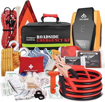 Everlit Survival Car Emergency Kit, Roadside Safety 108 Piece Set, Multicolor 