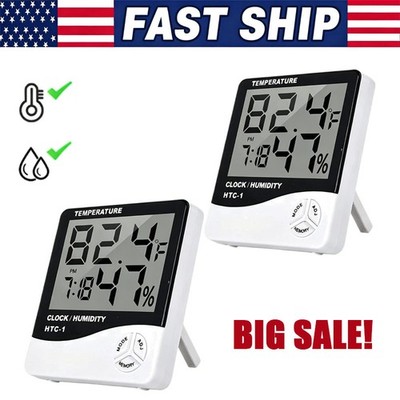 Thermometer Indoor Digital LCD Hygrometer Temperature Humidity Meter Alarm Clock