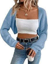 Women’s Knit Cropped Cardigan Shrug Open Front Bolero Sweater for Dresses