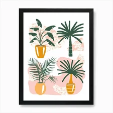 Set Of Potted Plants Art Print Fram Framed Wall Art Poster Canvas Print Picture