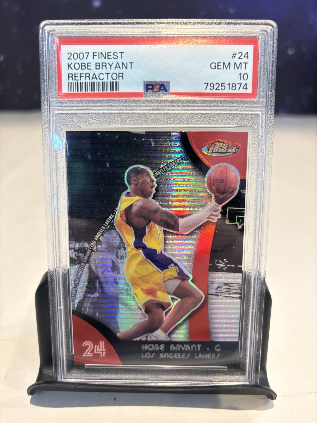 2007 NBA Topps Finest Kobe Bryant #24 PSA 10 GEM MINT Refractor Trading Card