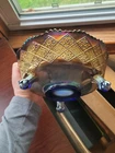 Super Pretty Fenton Blue Carnival Glass Fentonia Pattern Master Berry  Bowl