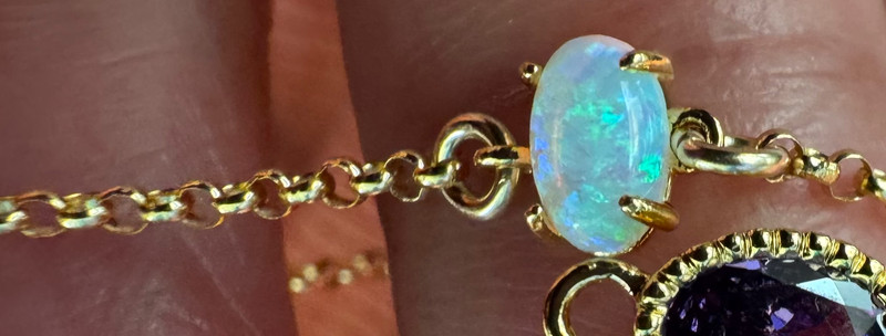 $495 NEW VICTORIAN CABOCHON FIRE OPAL 18K YELLOW GOLD CHARM ADJUSTABLE BRACELET