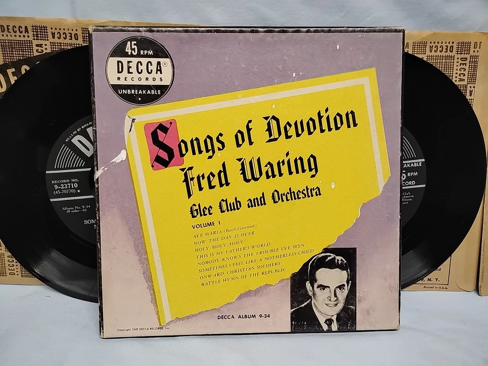 Fred Waring Glee Club Songs Of Devotion Vol One 45 RPM Box Set Decca 9-34 1945 - Image 2 of 4