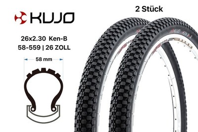 2 Stück 26 Zoll KUJO Reifen SET 26x2.30 MTB Dirt Street Tire 58-559 black