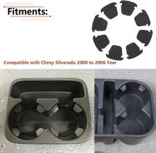 RLB-HILON 8PCS Cup Holder Insert Rubber Compatible with Chevy Silverado Black 