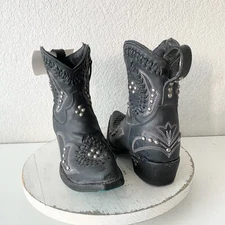 Lane COSSETTE Womens Black Cowboy Bootie 6.5 Western Cowgirl Short Ankle Boots