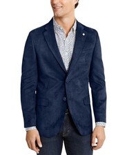 Nautica Mens Modern fit Faux Suede Sport Coat Blazer 38 R Navy Blue Solid