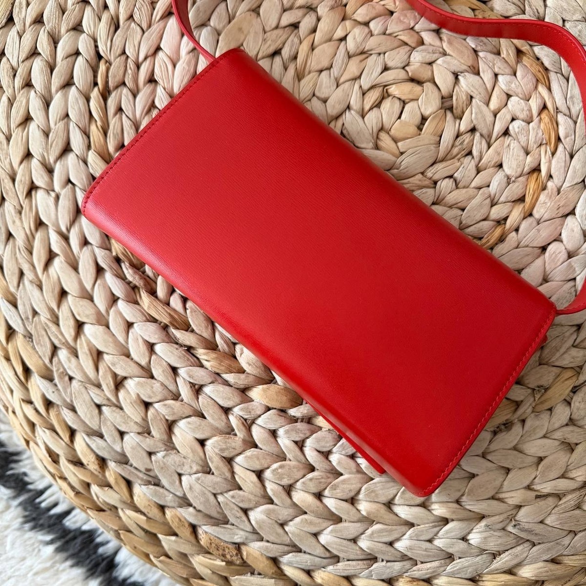Authentic Jil Sander Red Leather Crossbody Bag with Adjustable Strap Excellent View 3