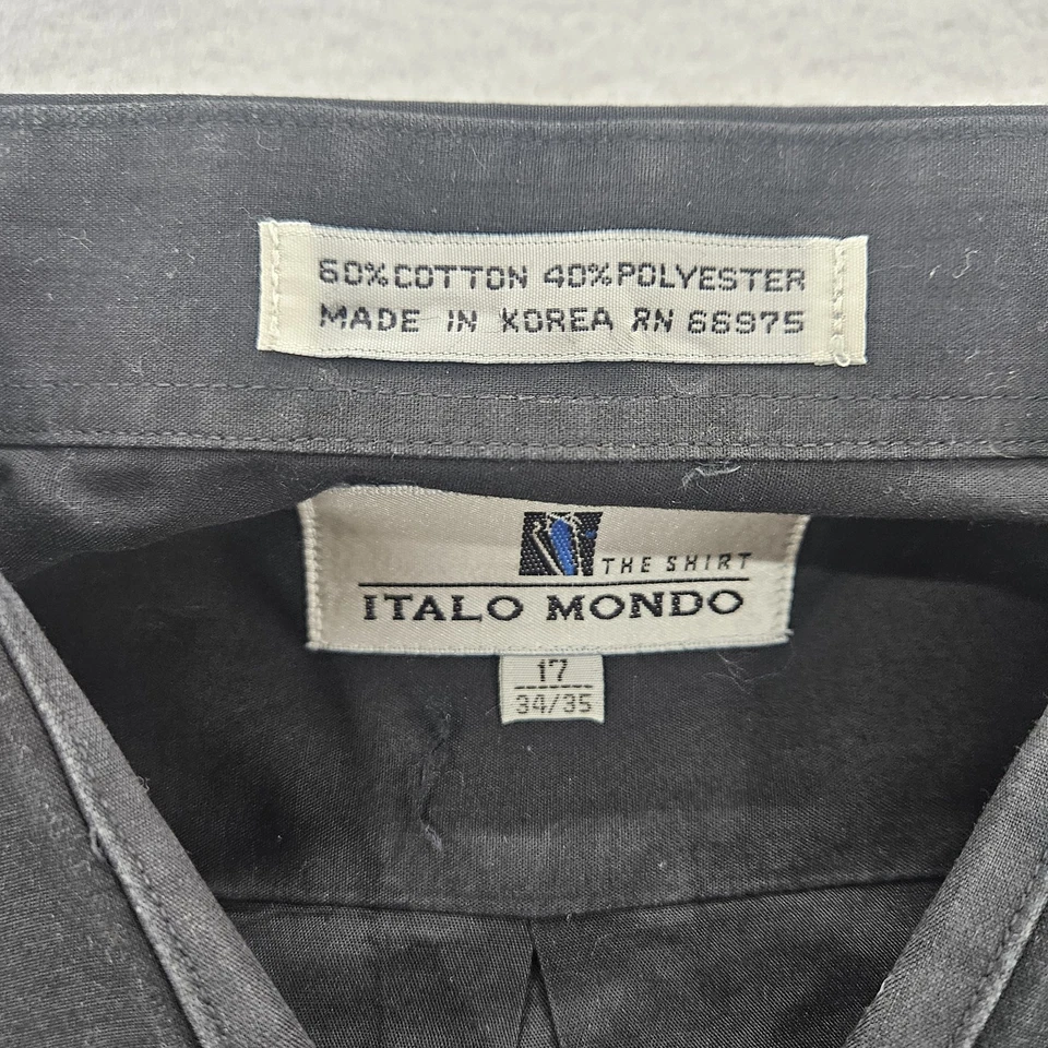 Camisa negra con botones de manga larga Italo Mondo para hombre talla 17 Foto 3 de 4