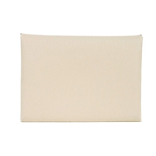 HERMES Calvi duo coin purse Logo foil stamping, Chevre Mysore goatskin, Iv...