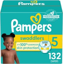 Pampers Baby Diapers - Swaddlers - Size 5, 132 Count, Ultra Absorbent Disposable