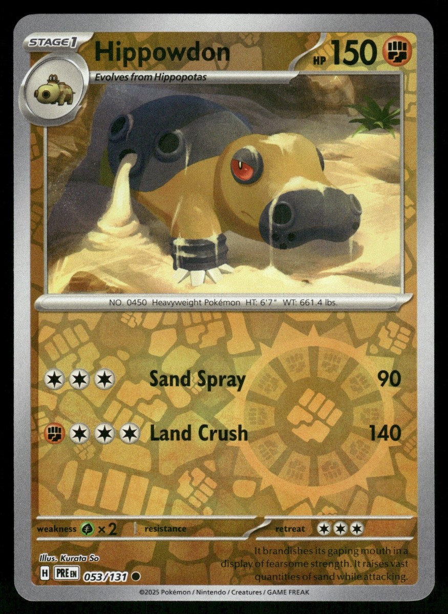 Hippowdon Reverse Holo NM 053/131 SV: Prismatic Evolutions Pokemon