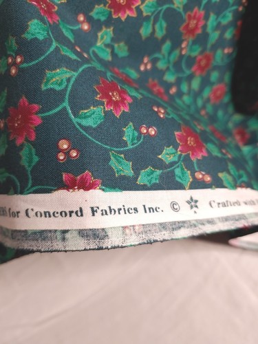 3 Yds. Vintage Christmas Fabric Poinsettias Concord Kessler's Cotton(#281) - Picture 7 of 10