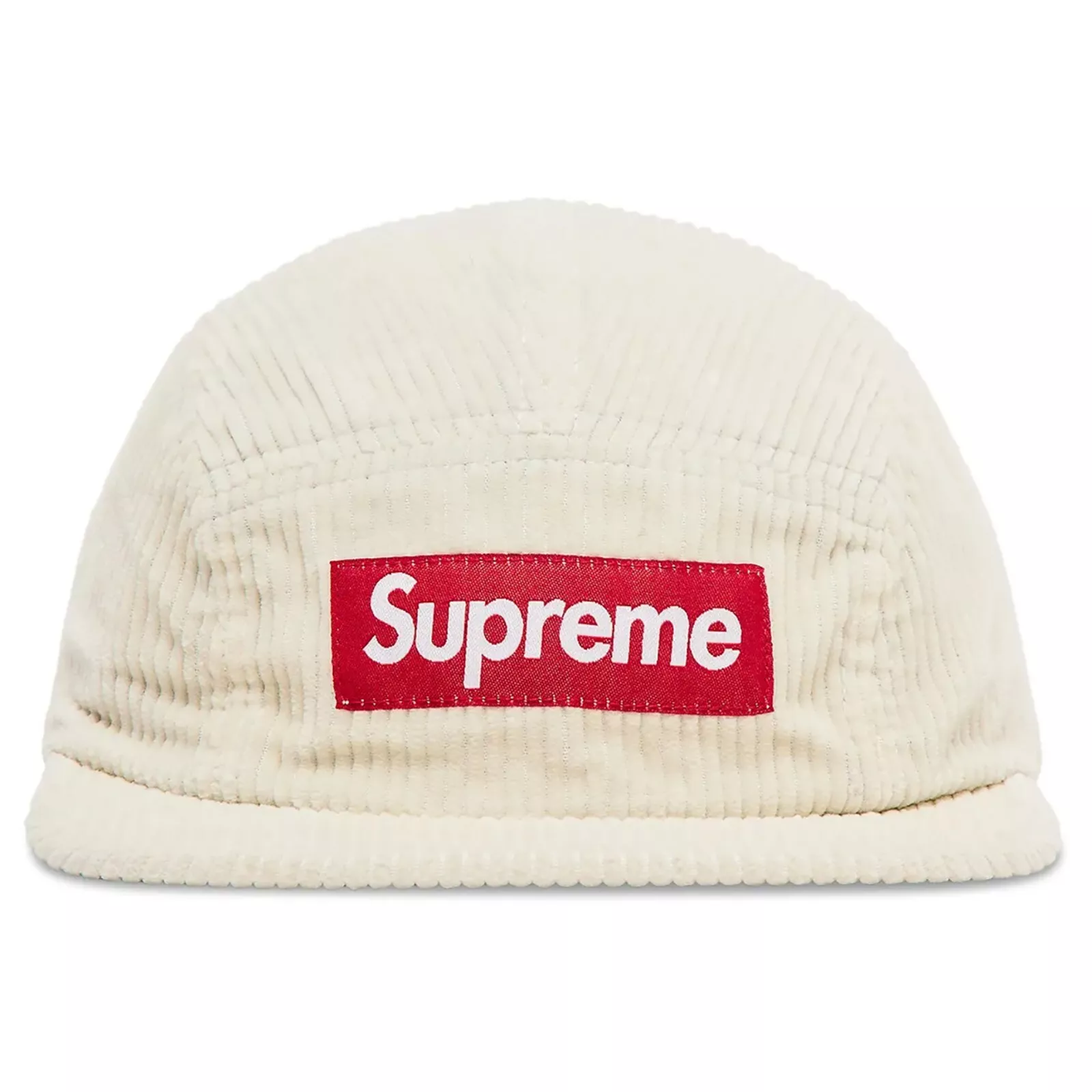 Casquette de camp Supreme FW24 velours côtelé 5 panneaux pierre