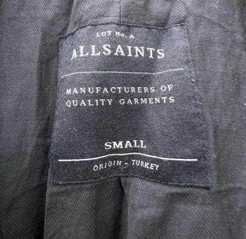 All Saints Mens CLASH Leather Biker Jacket SMALL Black Tartan AllSaints Wool - Picture 16 of 18