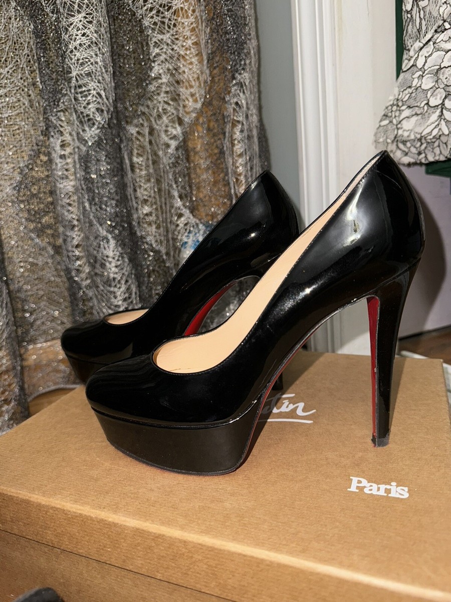 Christian Louboutin Bianca 120 Black Patent 1” Platform Pump Shoes