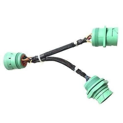Green Type 2 J1939 9pin Splitter Y Cable for Truck Freightliner GPS ELD Tracker