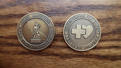 RED CROSS LIFE GREEN CROSS SAFETY FORCE PROTECTION CHALLENGE COIN 1.5''