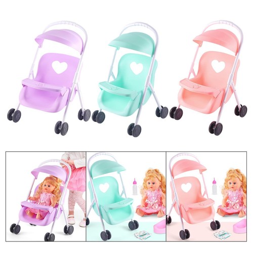 Poussette Pliable Pour Poupée 8 Pouces - Roues Doubles Stables - Tissu Oxford Lavable - Cadeau Enfant 3 Ans Et Plus