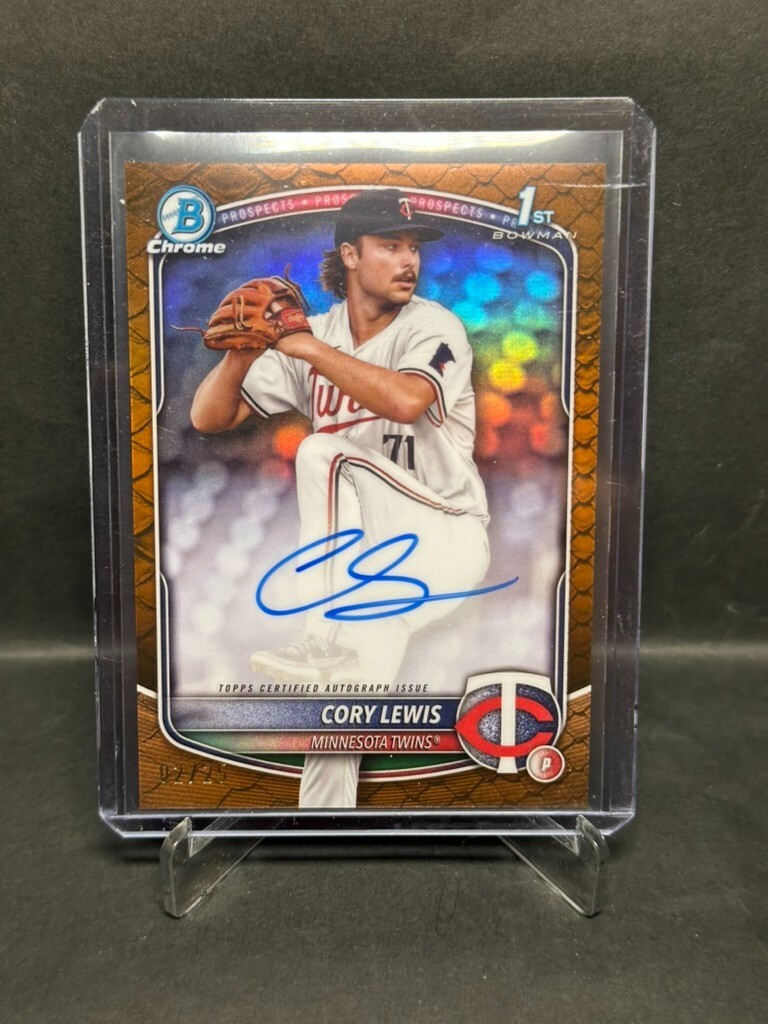 2025 Bowman - Chrome Prospect Auto Cory Lewis #CPA-CLE Orange Reptilian 2/25