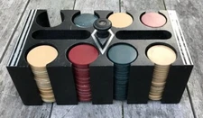 Vintage Art Deco Poker Chip Holder & 100  Clay 1-1/2" Chips and Cards