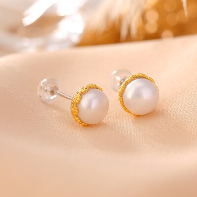 Orecchini A Bottone Con Perla D'Acqua Dolce – Placcati In Argento, Philip Jones (7mm)