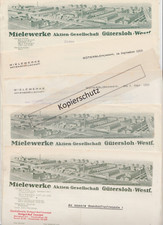 5 x Miele G&uuml;tersloh Briefe Belege 1955/58 teils mit Fabrikabbildungen