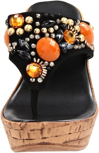 CALLISTO Platform Thong Sandals Size-10 M Jeweled Stones and Crystals Accent - 第 4/11 張圖片