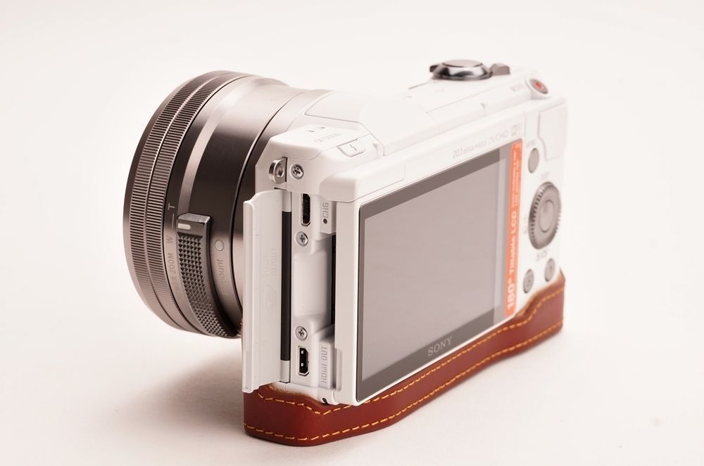 Genuine real Leather Half Camera Case bag cover for Sony A5000 A5100