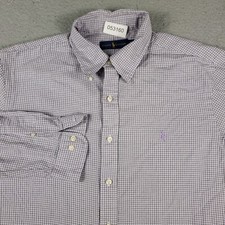 Ralph Lauren Shirt Mens Size 17 Purple Plaid Dress Button Up Long Sleeve