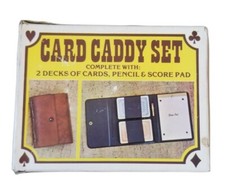 NEW VINTAGE CARD CADDY SET COMPLETE WITH 2 DECKS OF CARDS PENCIL  SCORE PAD.