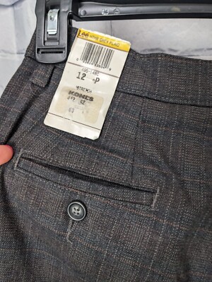Lee Relaxed Fit Women's,Straight Leg & Waistband,Gray Plaid Dress Pants Sz  32 | eBay