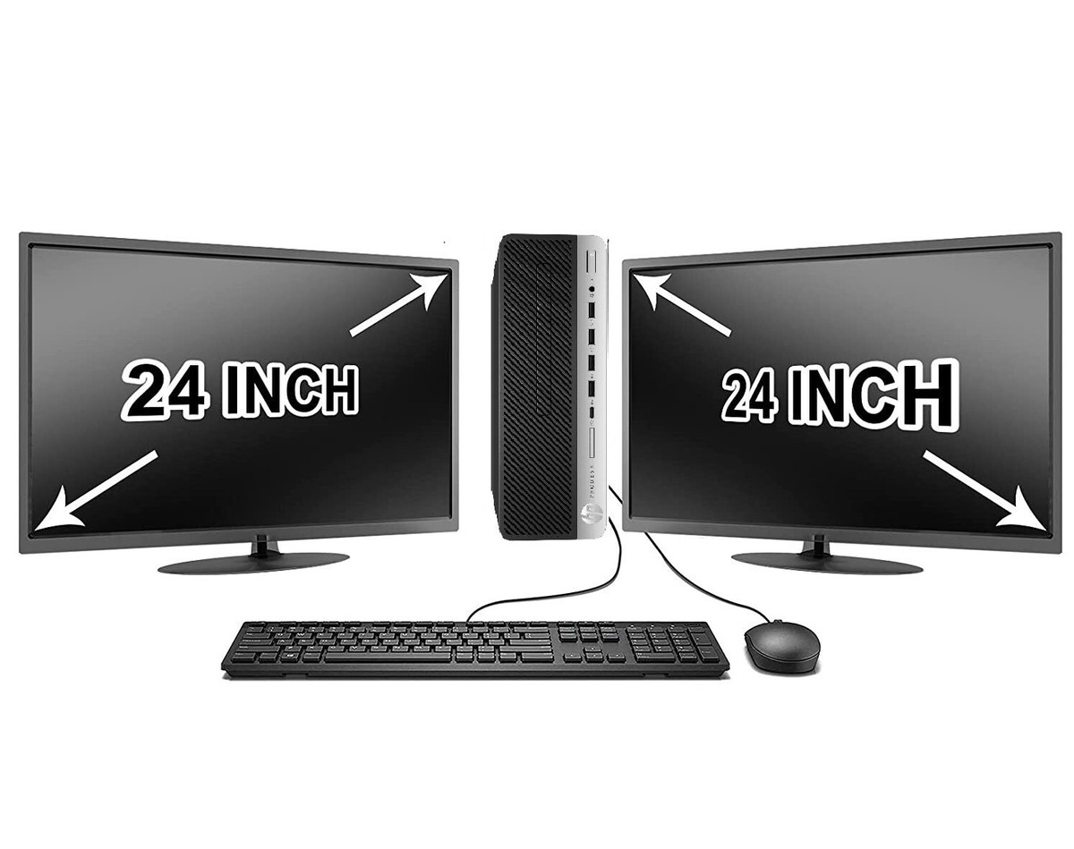 HP G4 SFF SIX Core i5-8500 16GB SSD WIN 11 Pro Dual 24-in monitors