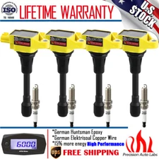 4 Pack Ignition Coils + Spark Plugs For Nissan Altima Sentra Rogue Versa UF549