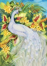 Ceramic Backsplash Tile Mural Bird Kitchen/Bathroom - White Peacock