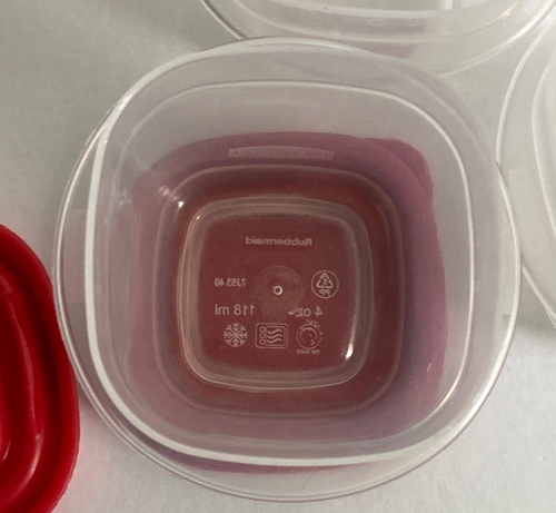 Rubbermaid Quadratisch 4 Unzen Lebensmittel Aufbewahrung Behälter Rot EINFACH ZU FINDEN Deckel 7J54 Menge 4 - Bild 8 von 10