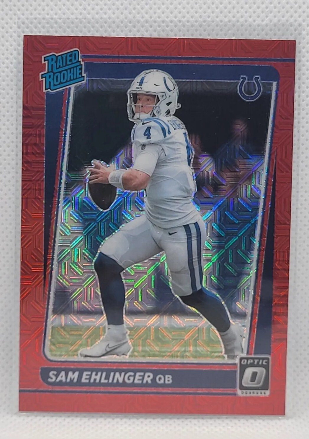 2021 Panini Optic Sam Ehlinger Rated Rookie Red Mojo #246 Colts