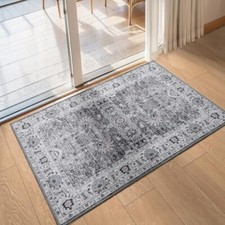 Indoor Entrance Door Mat Small Area Rug 2x3 Washable Rug Non-Slip, 2'x3' Grey