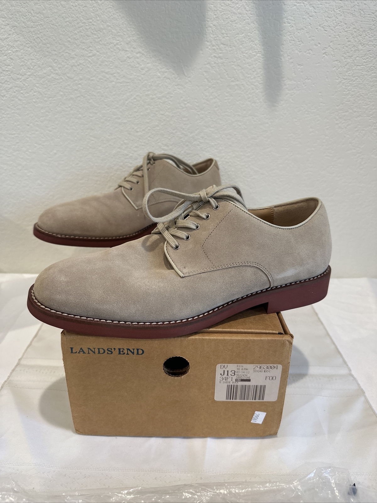 SAOLA Scarpe stringate Oxford in pelle scamosciata Land's End in arenaria bucks stringate pelle suola rossa 10 5 D
