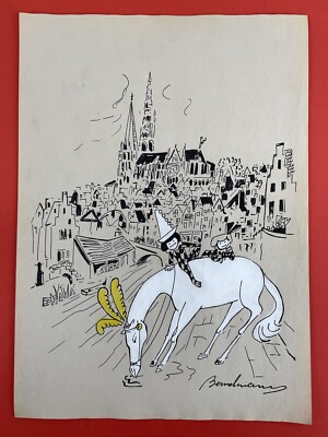Ludwig Bemelmans Drawing on paper (Handmade) signed and stamped