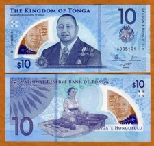 Tonga, 10 Pa'anga, ND (2023), P-52, A-Prefix, UNC Polymer, New Series of Notes