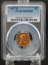 1937-D PCGS MS67 RD RED Lincoln Wheat Back CENT #BT-82