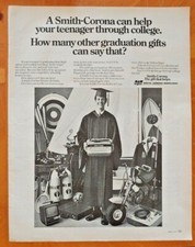1971 Smith Corona Typewriter College Graduation Full Page Print Ad Look Magazine