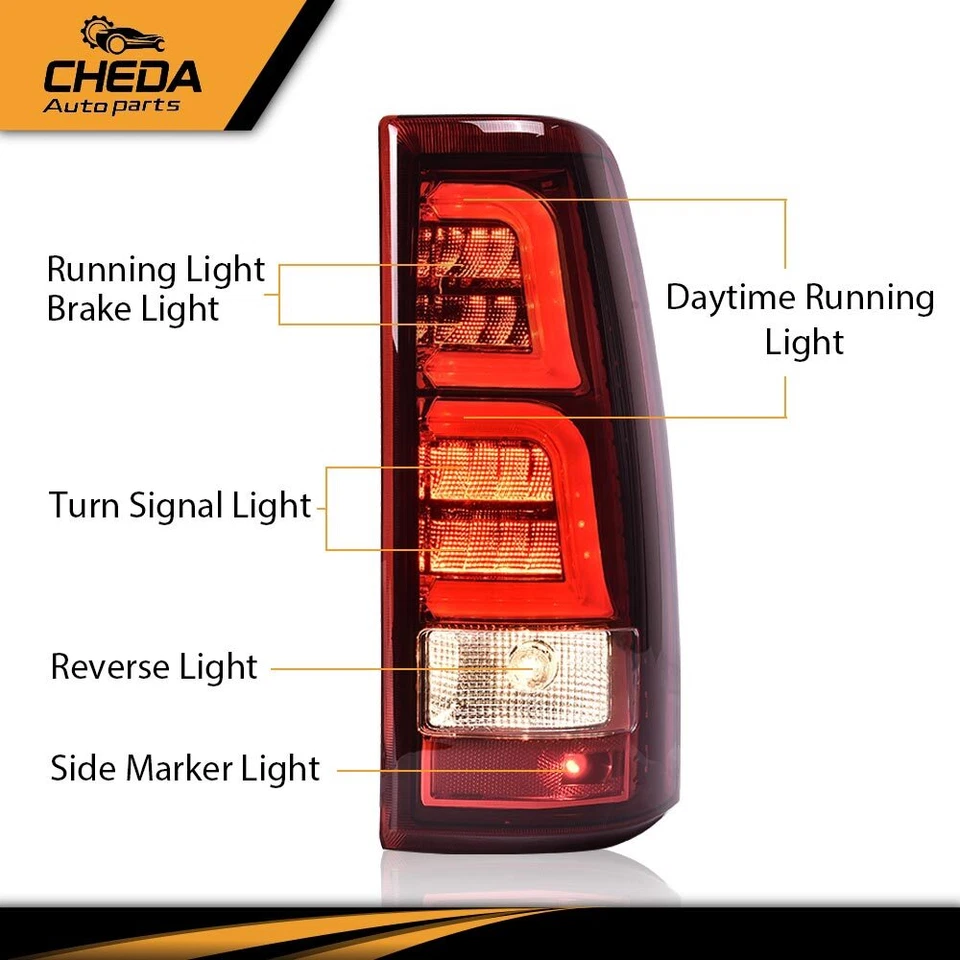 Red LED Tail Lights Fit for 1999-2006 Chevy Silverado 99-02 GMC Sierra 1500 2500 - Image 3 of 4