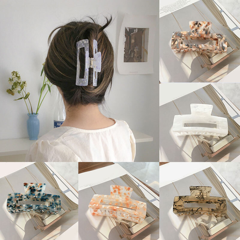 Large Hair Claws Geometric Barrettes Acetate Hair Clip Korean Style 1PCS